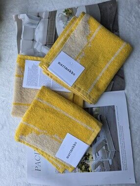 MARIMEKKO Unikko 3pc Mini Towel - Yellow /Offwhite